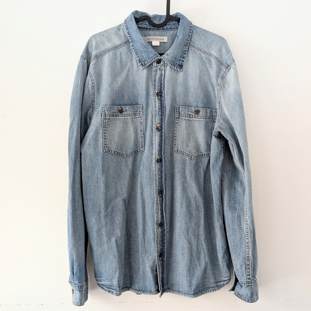 Outerknown Men's Denim Utilitary Shirt Eco-friendly 100% Organic ~ Size Large